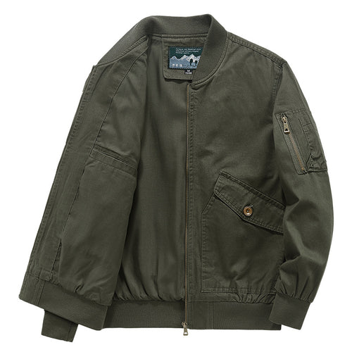 Herren leichter Canvas‑Bomber im Pilotencut mit Zip‑Ärmeltasche und schräg aufgesetzten Pattentaschen Shop Nory