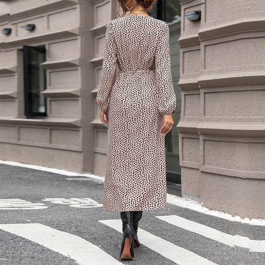 Damen Wickel-Maxikleid mit V-Ausschnitt, Bindegürtel und hohem Seitenschlitz Shop Nory