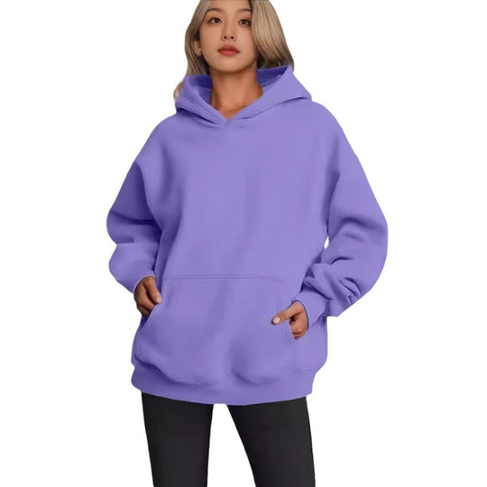 Damen nan Longline-Oversize Hoodie mit tiefer Schulter, verstärkter Kängurutasche und geripptem Saum Shop Nory