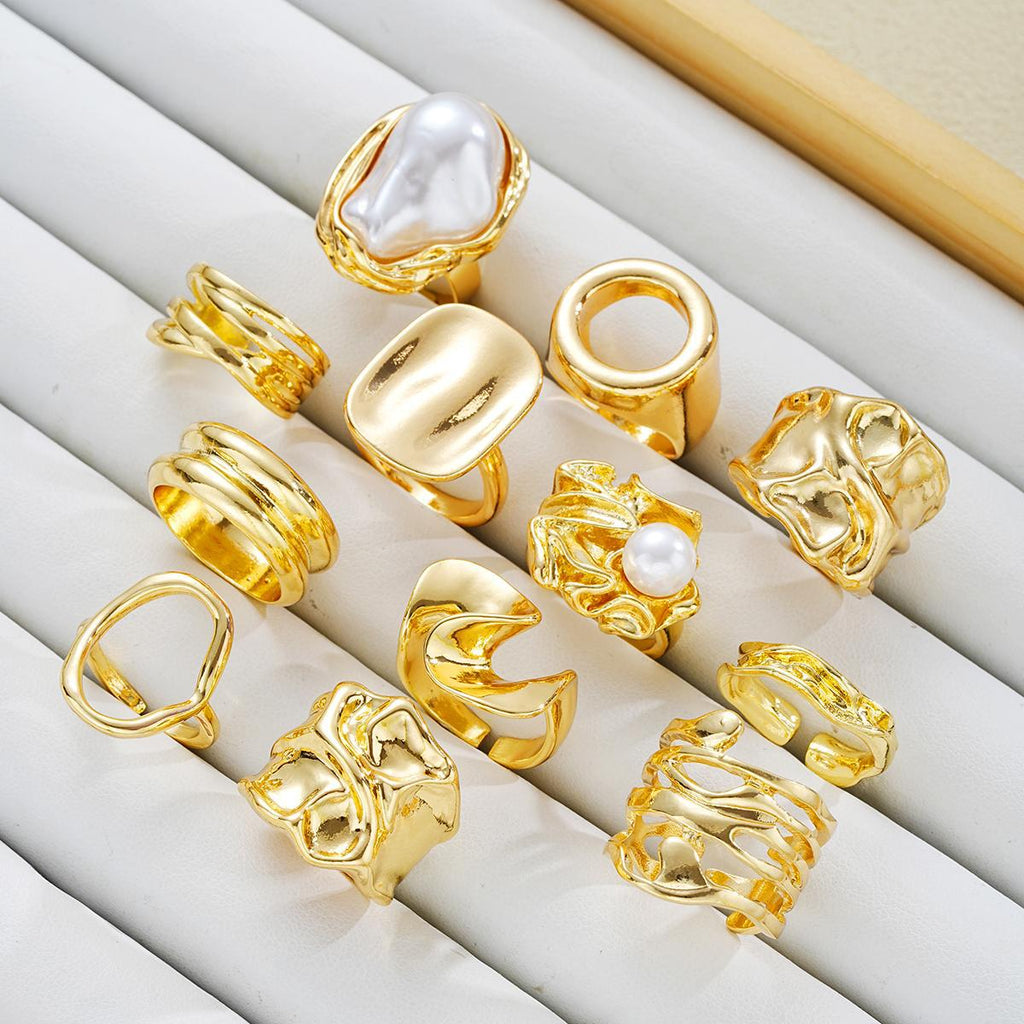Damen Ringe Set mit künstlerischen und organischen Formen Shop Nory