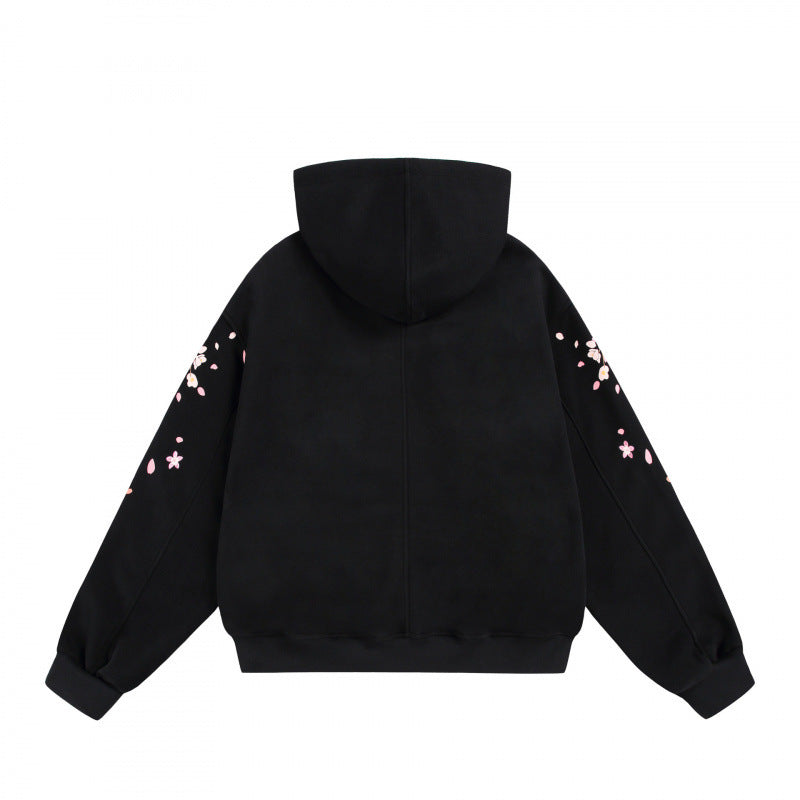 Unisex Oversize-Kapuzensweatshirt mit Kirschblüten-Print, Kängurutasche und lockerem Schnitt Shop Nory