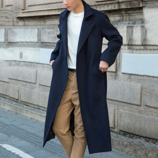 Herren Maxilanger Wollmix-Übermantel mit minimalistischer Silhouette und verdeckter Knopfleiste Shop Nory