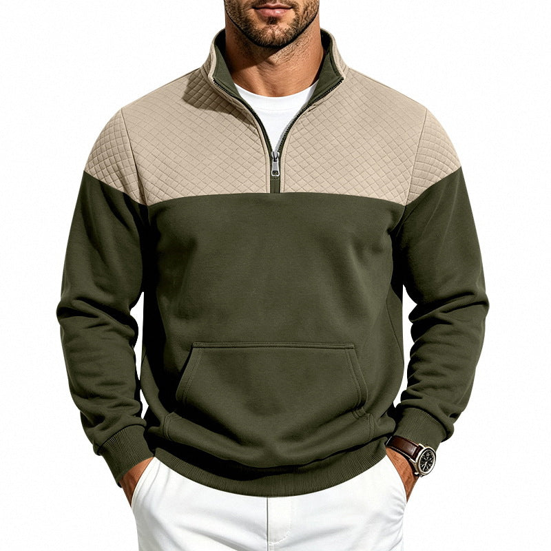 Herren Halbzip-Sweatshirt mit gesteppter Schulterpasse und Kängurutasche Shop Nory