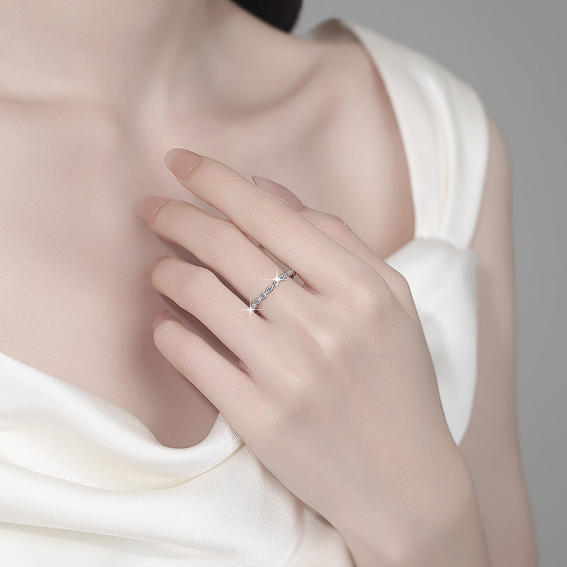 Damen zierlicher Zirkonia-Ring mit elegantem Wellenmuster Shop Nory