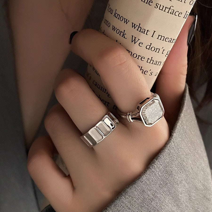 Damen eleganter und funkelnder Ring mit hexagonaler Fassung Shop Nory