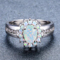 Damen Ring mit funkelndem Opal und floraler Zirkonia-Verzierung Shop Nory