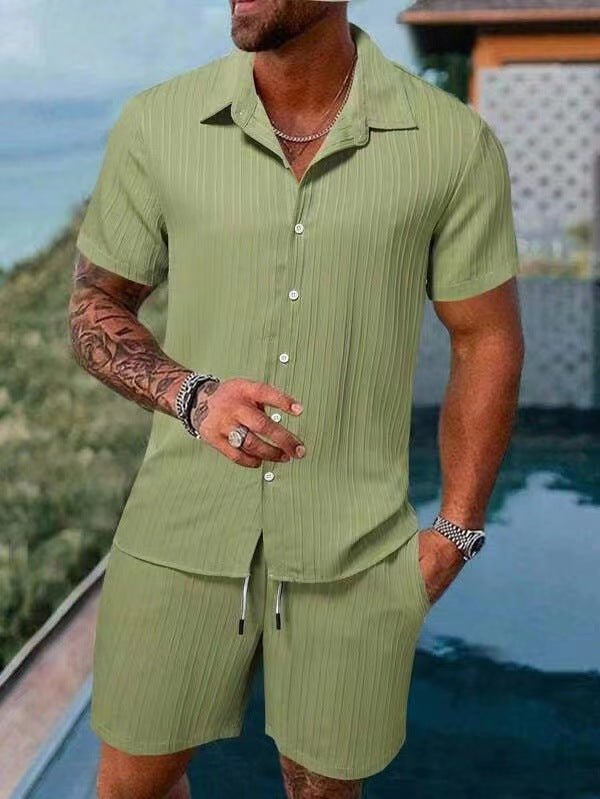 Herren atmungsaktives Sport-Set mit Kurzarm-Hemd und Shorts