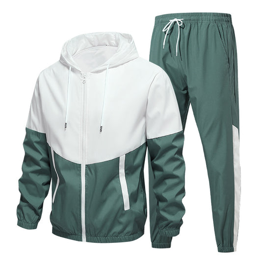 Herren Zweiteiliges Trainingsset mit Kapuzen-Windbreaker und tapered Jogginghose Shop Nory