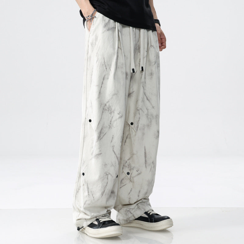 Herren Weit geschnittene Batik-Cargohose aus Baumwollmix mit Kordelzug Shop Nory