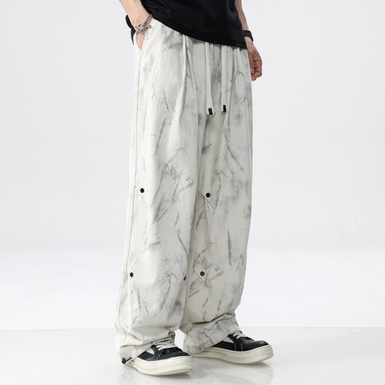 Herren Weit geschnittene Batik-Cargohose aus Baumwollmix mit Kordelzug Shop Nory