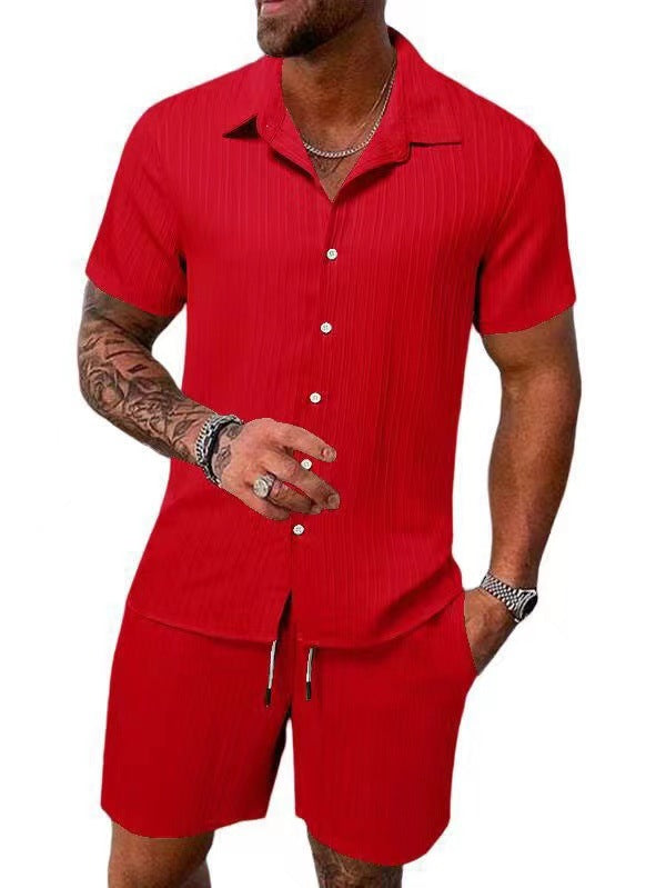 Herren atmungsaktives Sport-Set mit Kurzarm-Hemd und Shorts