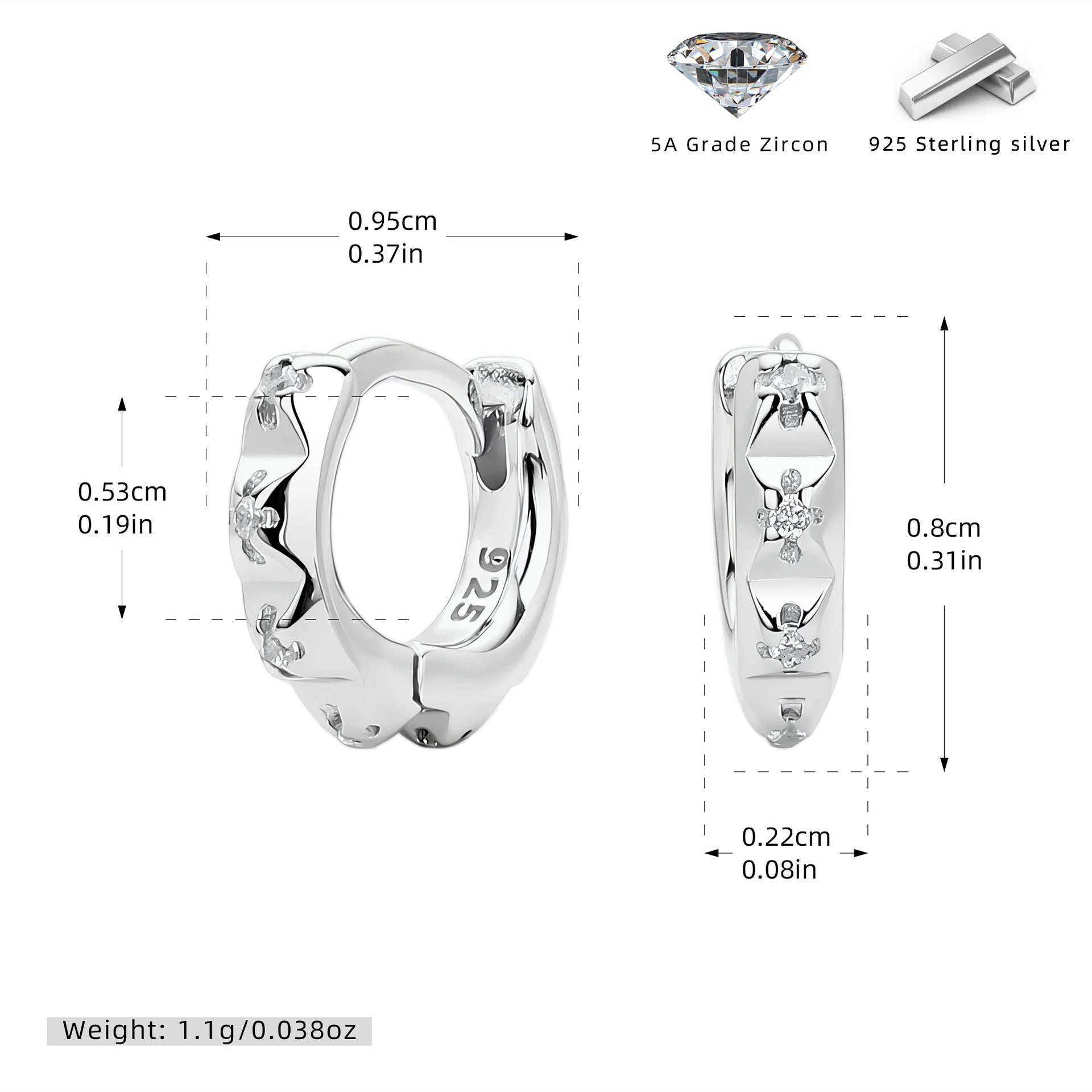 Damen Ohrhänger mit eleganten Zirkon-Details aus hochwertigem 925 Sterlingsilber Shop Nory