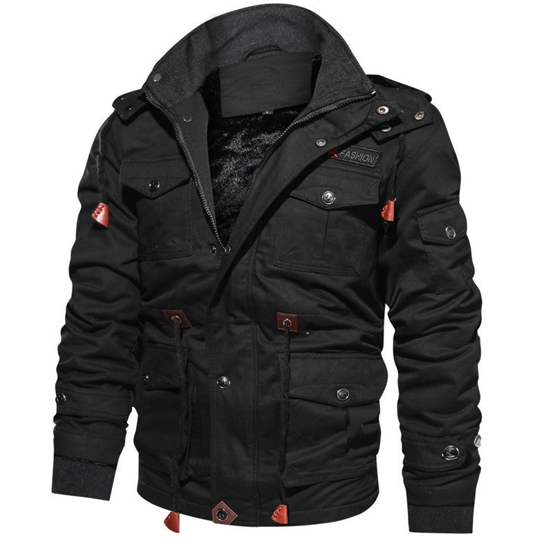 Herren urbaner Canvas-Fieldparka im Utility-Look mit Teddyfleece-Innenfutter und Multifunktions‑Taschen Shop Nory