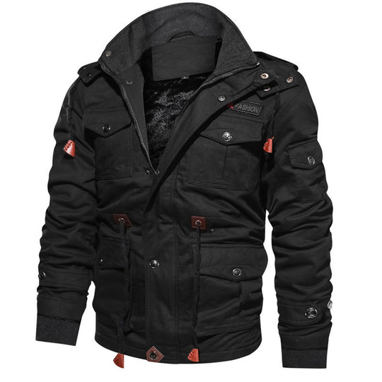 Herren urbaner Canvas-Fieldparka im Utility-Look mit Teddyfleece-Innenfutter und Multifunktions‑Taschen Shop Nory
