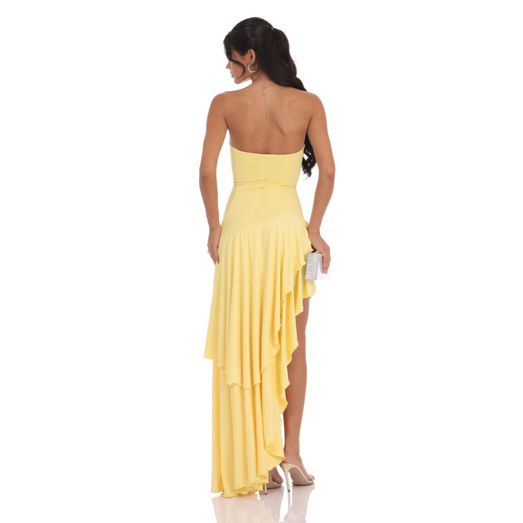 Damen Asymmetrisches Maxikleid mit fließendem Volant