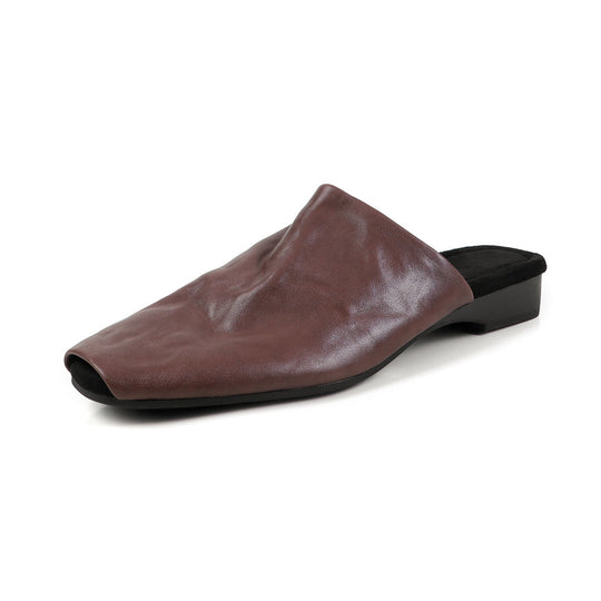 Damen Geschlossene Mule-Slipper aus softem Leder mit quadratischer Kappe Shop Nory