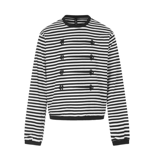 Damen maritimes Streifen-Sweatshirt mit Zierkordeln Shop Nory