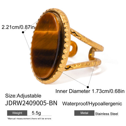 Damen Offenes Armband mit strukturiertem Design und hochwertigem Tigeraugen-Akzent Shop Nory