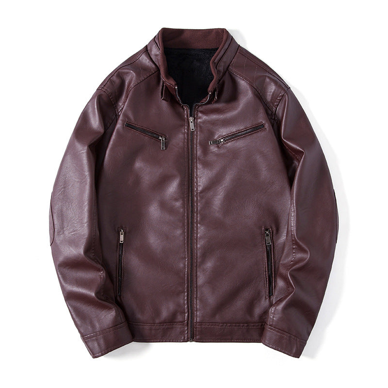 Herren Elegante Kunstleder‑Blousonjacke mit Stehkragen, Reißverschlusstaschen und wärmendem Innenfutter Shop Nory