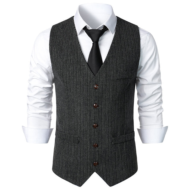 Herren Taillierte Strickweste mit V‑Ausschnitt und durchgehender Knopfleiste Shop Nory
