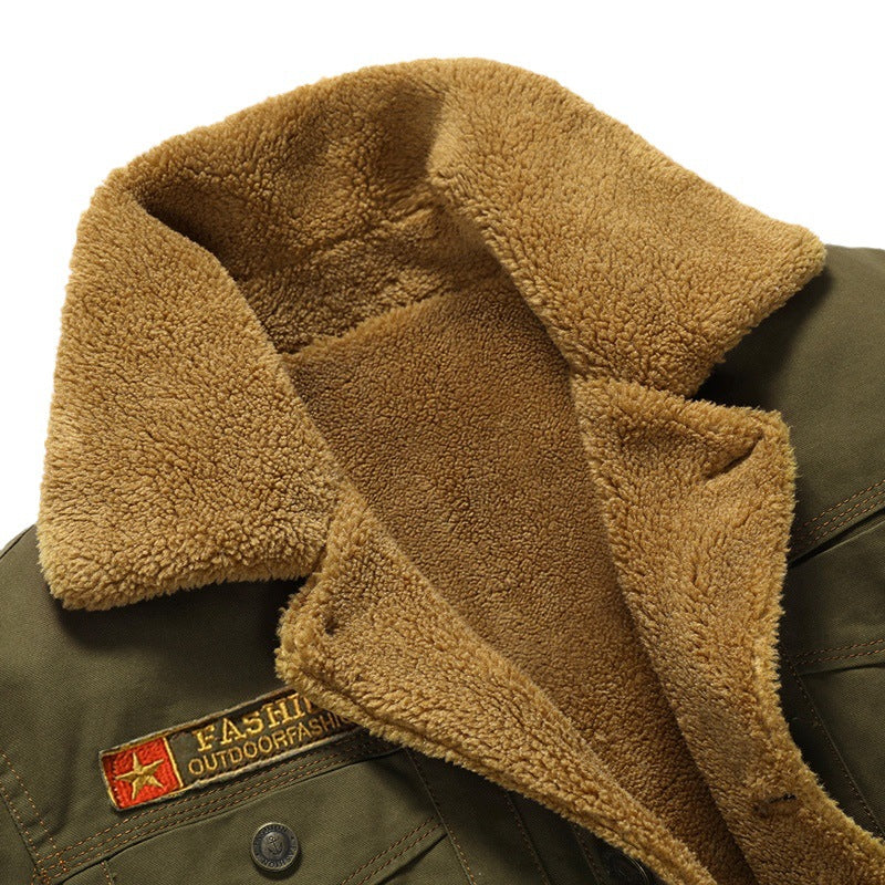 Herren Canvas-Truckerjacke mit Sherpa-Innenfutter und Utility-Taschen Shop Nory