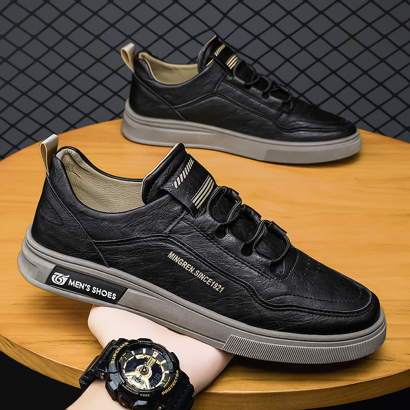 Herren elegante Low-Top Lederoptik City-Sneaker mit verstärkter Zehenkappe und gepolstertem Fersenkragen Shop Nory