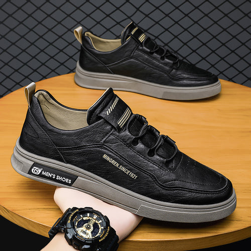 Herren elegante Low-Top Lederoptik City-Sneaker mit verstärkter Zehenkappe und gepolstertem Fersenkragen Shop Nory