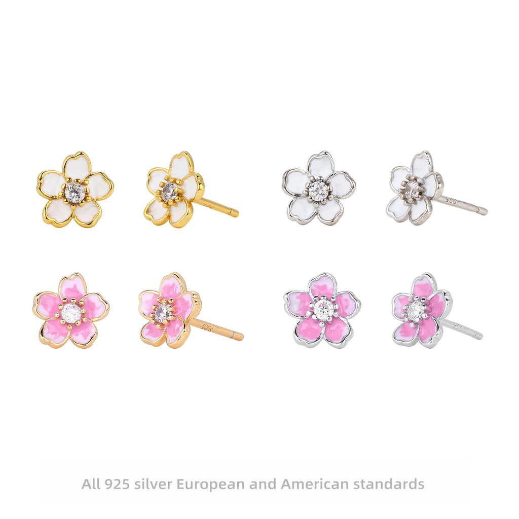 Damen Blumen Ohrstecker aus 925 Sterling Silber mit Zirkonia Shop Nory