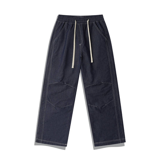 Damen Weite Denim-Cargo-Culotte mit elastischem Bund und Kontraststeppung Shop Nory