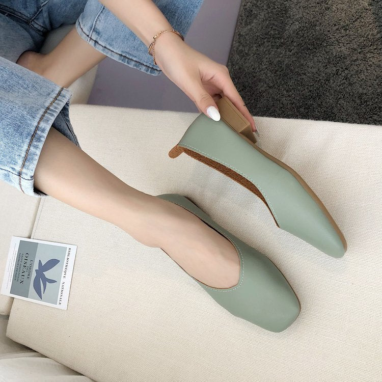 Damen elegante Ballerinas mit quadratischer Spitze und komfortablem Blockabsatz