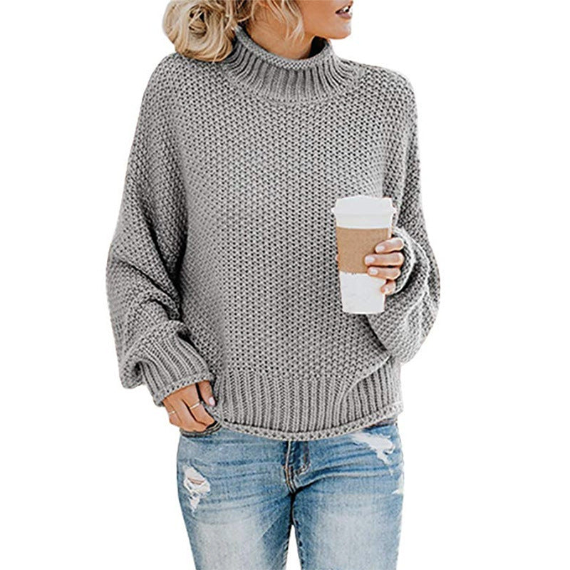 Damen Gemütlicher Pullover mit hohem Kragen und strukturierter Maschenoptik