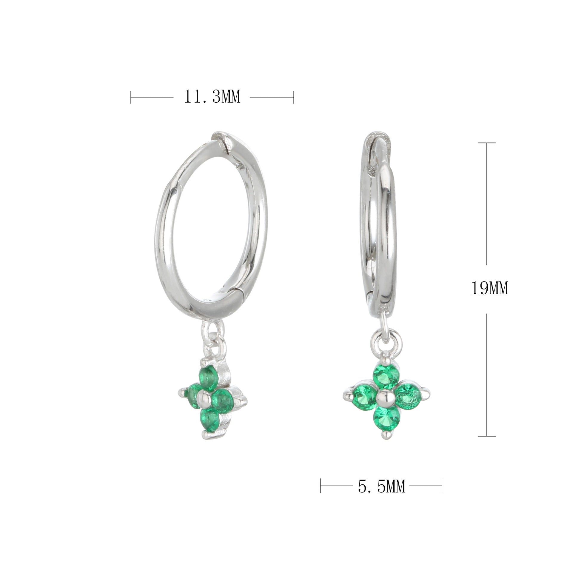 Damen Creolenohrringe mit blütenförmigen Anhängern und hochwertigem Zirkonbesatz Shop Nory