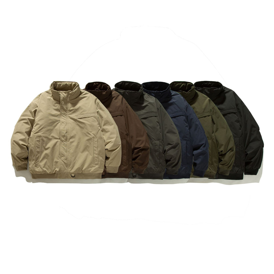 Herren Minimalistische Thermo‑Bomberjacke mit verdeckter Frontblende, hohem Stehkragen und Utility‑D‑Ring Shop Nory