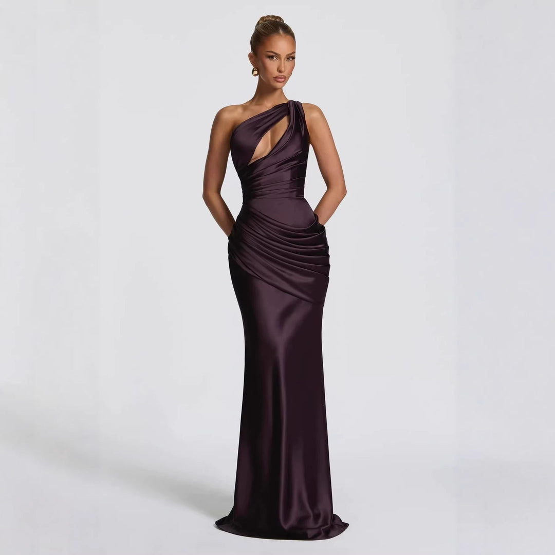 Damen Elegantes Maxikleid mit asymmetrischem Schnitt und raffinierten Drapierungen Shopnory