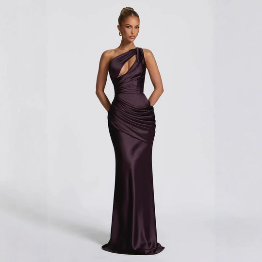 Damen Elegantes Maxikleid mit asymmetrischem Schnitt und raffinierten Drapierungen Shopnory