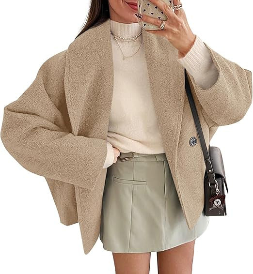Damen nan oversized Teddyjacke mit großem Schalkragen und Ein-Knopf-Verschluss Shop Nory