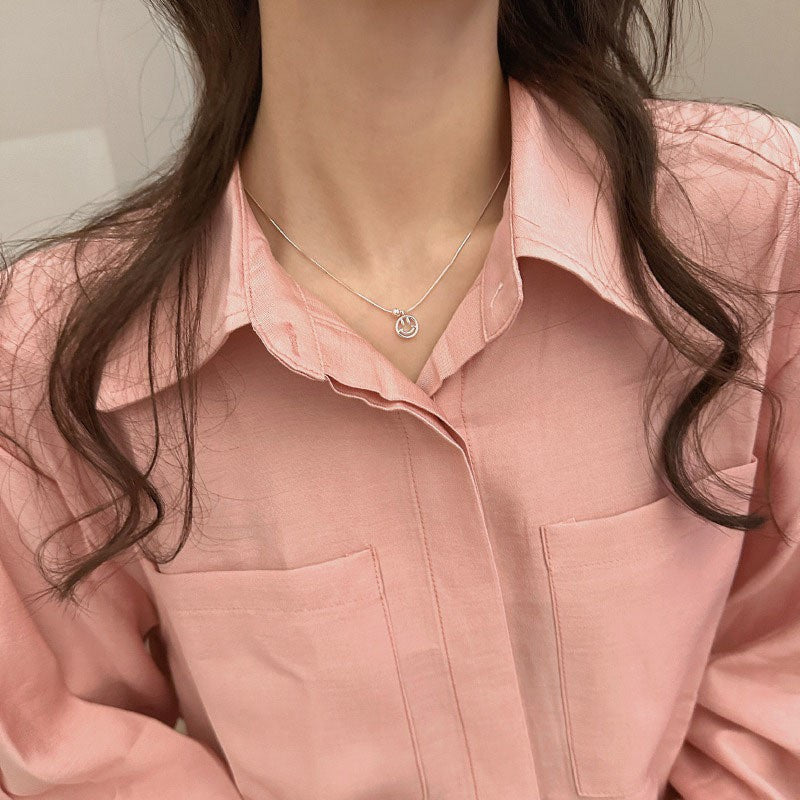 Damen Halskette mit fröhlichem Smiley-Anhänger Shop Nory