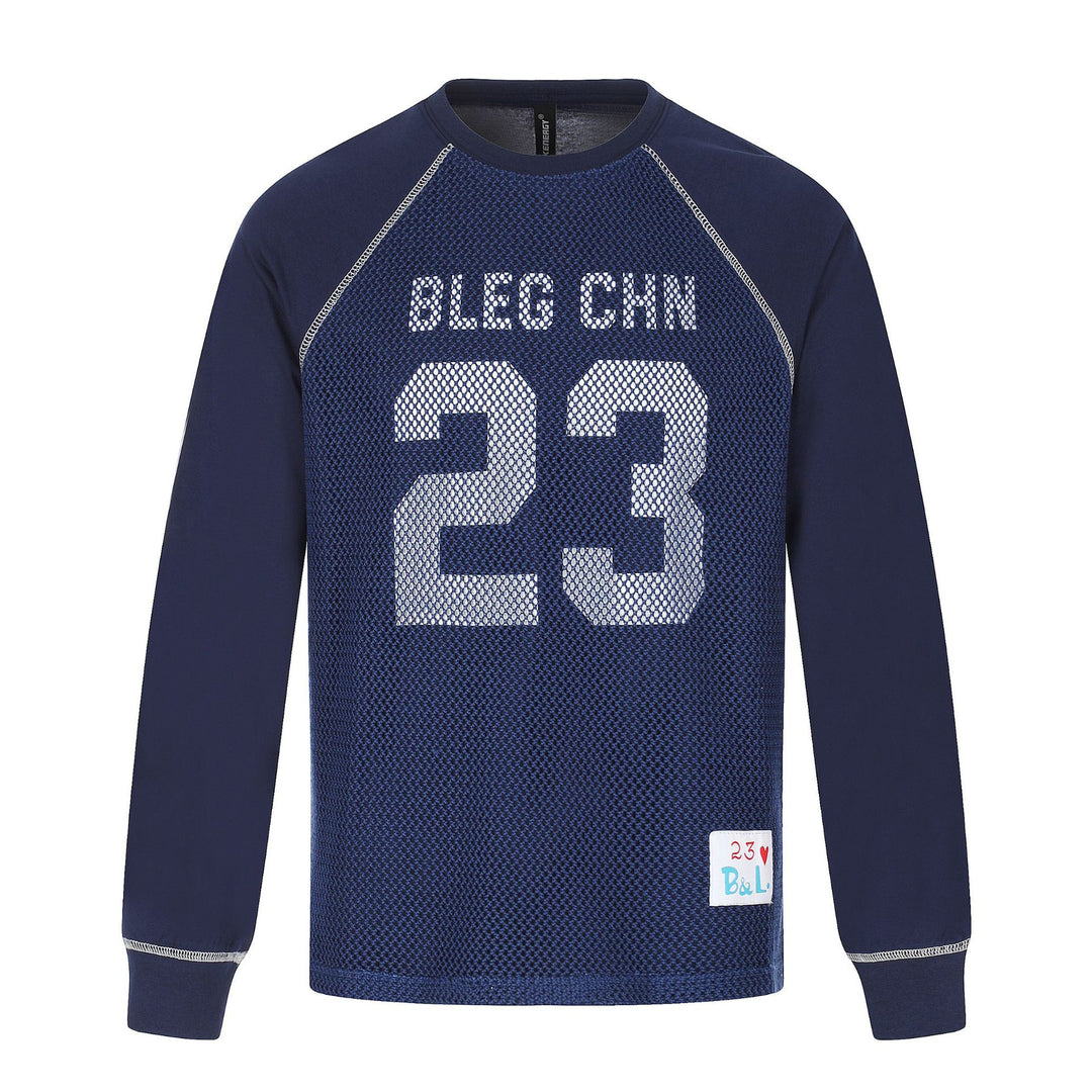 Herren Sportives Mesh-Layer Rundhals‑Sweatshirt mit Raglanärmeln und Front‑Print Shop Nory