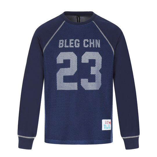 Herren Sportives Mesh-Layer Rundhals‑Sweatshirt mit Raglanärmeln und Front‑Print Shop Nory
