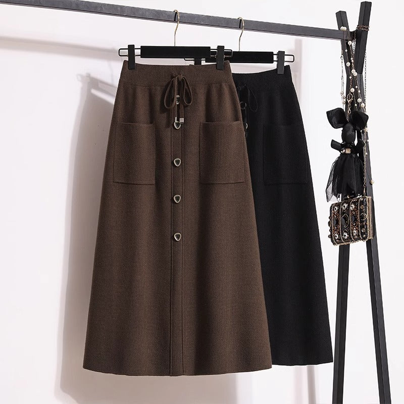 Damen Eleganter Maxirock mit praktischen Taschen Shop Nory