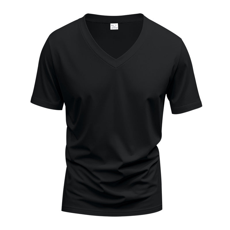 Herren nan V-Ausschnitt-T-Shirt aus Stretchbaumwolle mit ergonomischem Schulterschnitt und flachem Saum