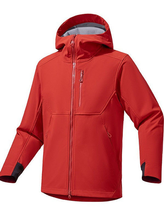 Herren Softshell‑Kapuzensweatjacke mit Stretch‑Windschutz, ergonomischem Schnitt und Brustreißverschluss Shop Nory