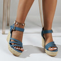 Damen Wedge-Sandaletten mit geflochtenem Jute-Detail und rutschfester Sohle