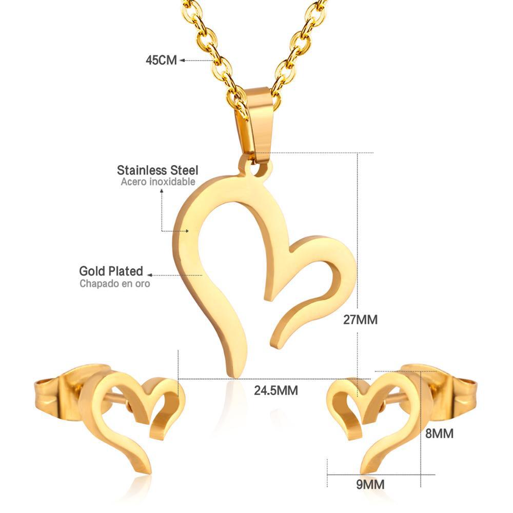 Damen Schmuckset mit Herzanhänger und Ohrringen aus hochwertigem Edelstahl Shop Nory