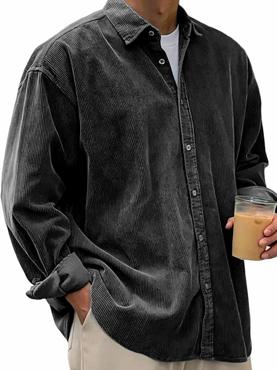 Herren nan lässiges Cordhemd aus Feincord mit Oversize-Schnitt