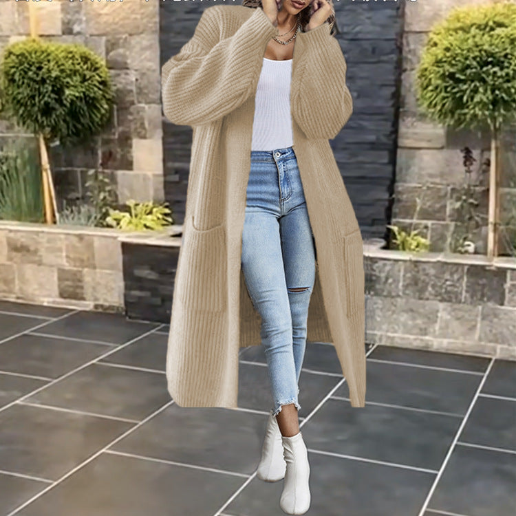 Damen Großer Strickmantel mit tiefen Taschen und lässigem Schnitt