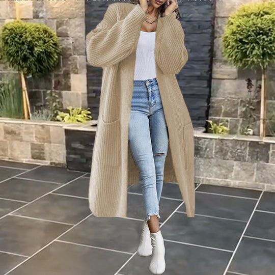 Damen Großer Strickmantel mit tiefen Taschen und lässigem Schnitt