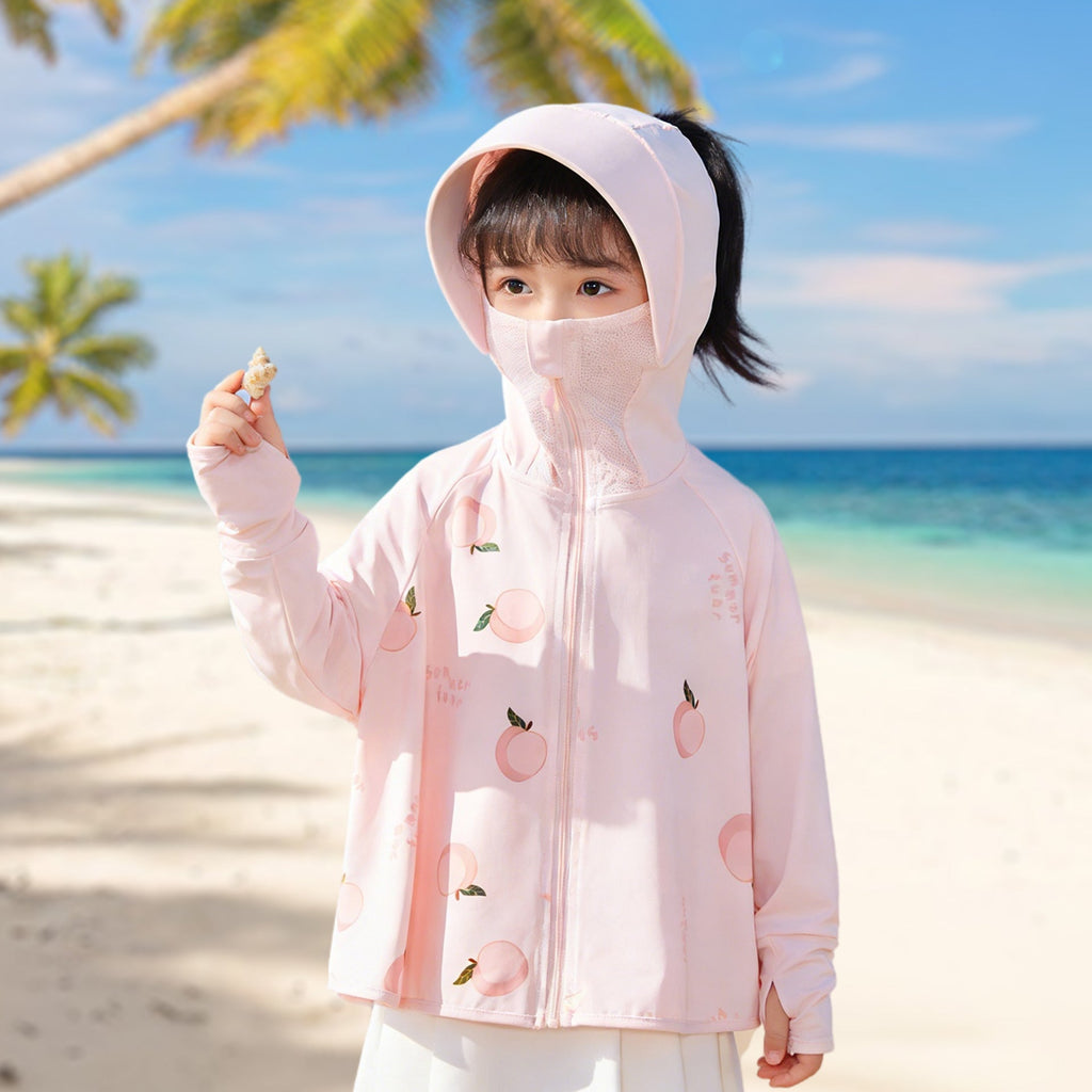 Damen nan leichte Kinder-Sonnenjacke mit Kapuze, atmungsaktivem Material und UV-Schutz  Shopnory