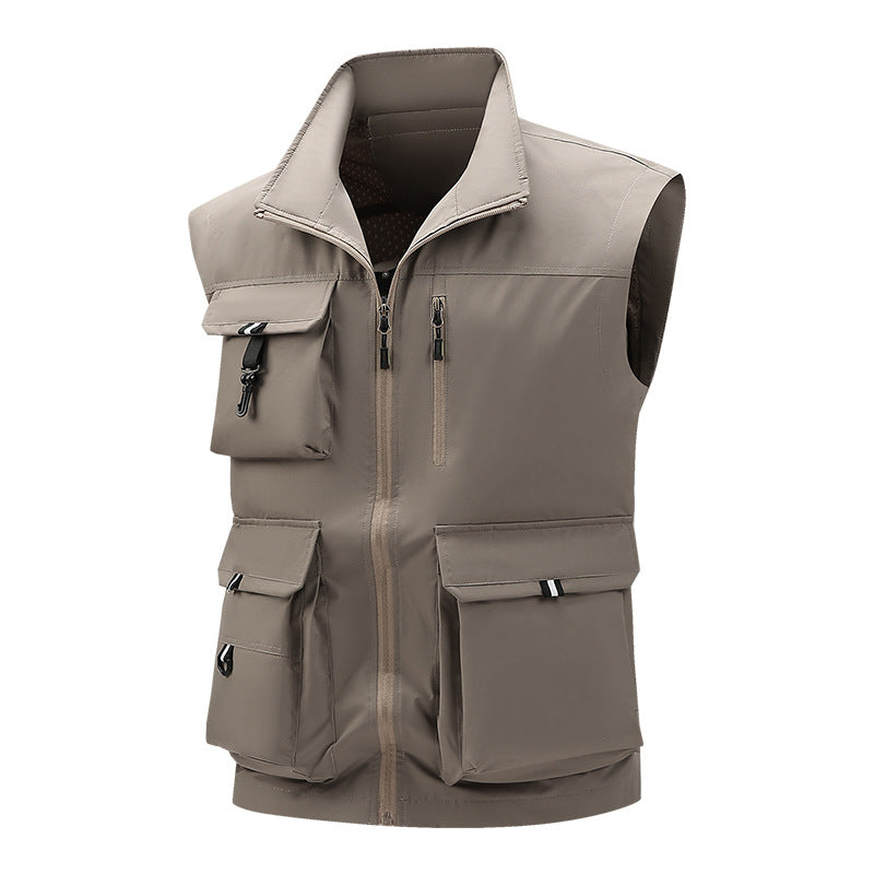 Herren Multifunktionale Outdoor-Utility-Weste mit mehreren Cargo-Taschen und Stehkragen Shop Nory