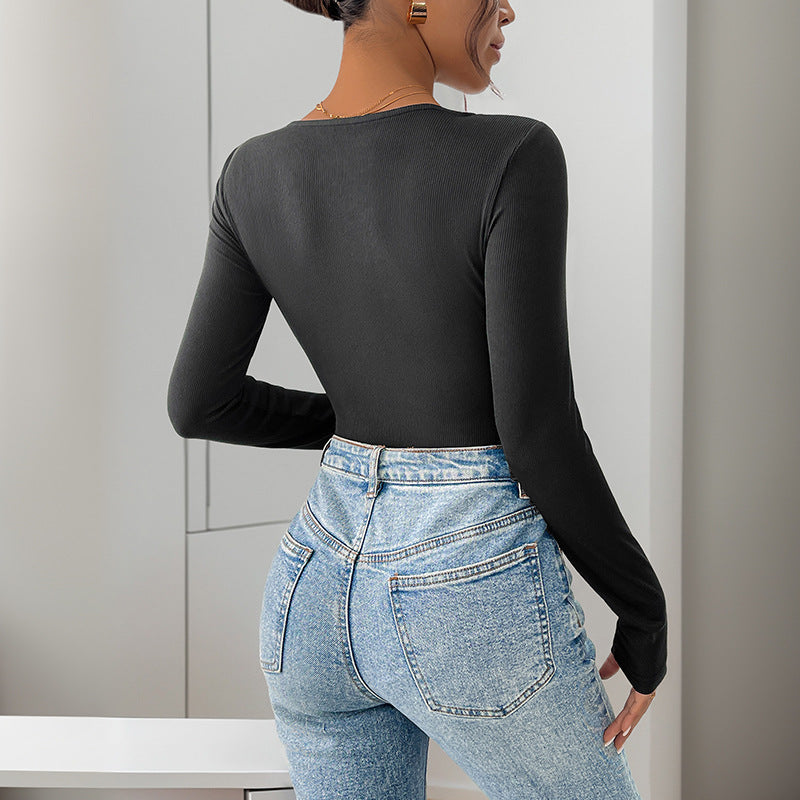 Damen Eleganter Langarm-Bodysuit Shop Nory